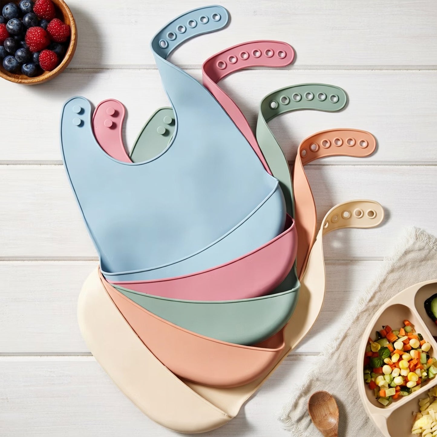 Waterproof Silicone Baby Bib - Soft Food-Grade Feeding Apron - Adjustable & Easy-Clean Saliva Bib for Kids