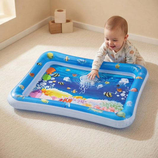 Jellyfish Inflatable Baby Water Mat - Soft Tummy Time Pad for Toddlers - Educational Activity Toy & Gift for Kids