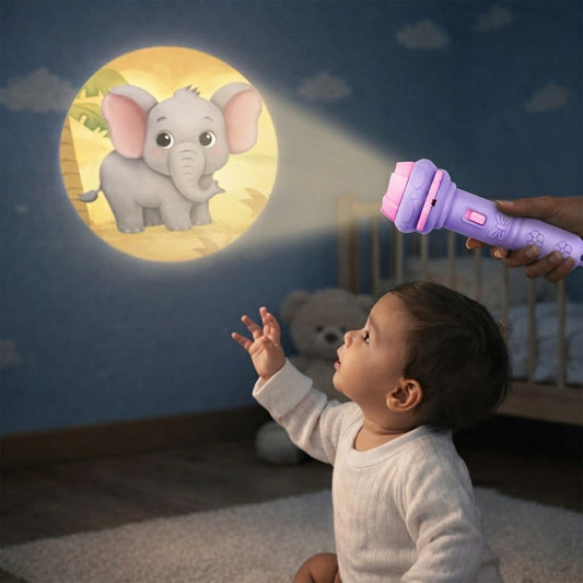 Bedtime Story Projector Flashlight - 10 Image Cards for Wall Projection - Interactive Night Light & Early Learning Toy for Kids