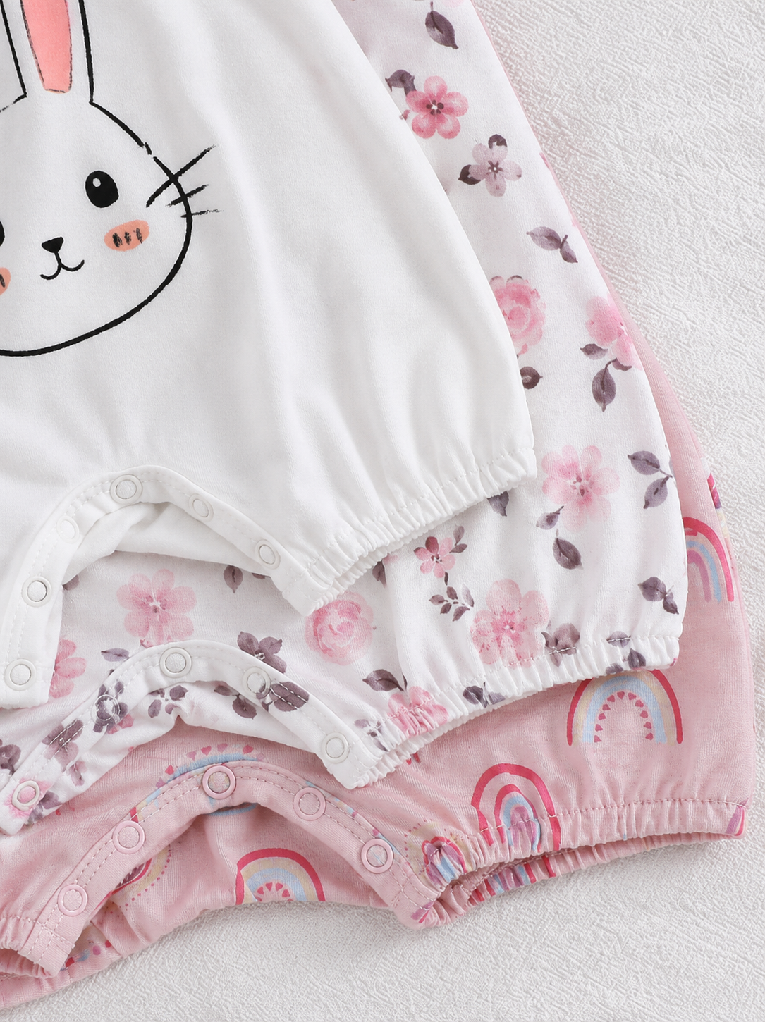 Newborn Soft Knit Summer Romper Set - 3pcs Cute Cartoon Graphic Outfits