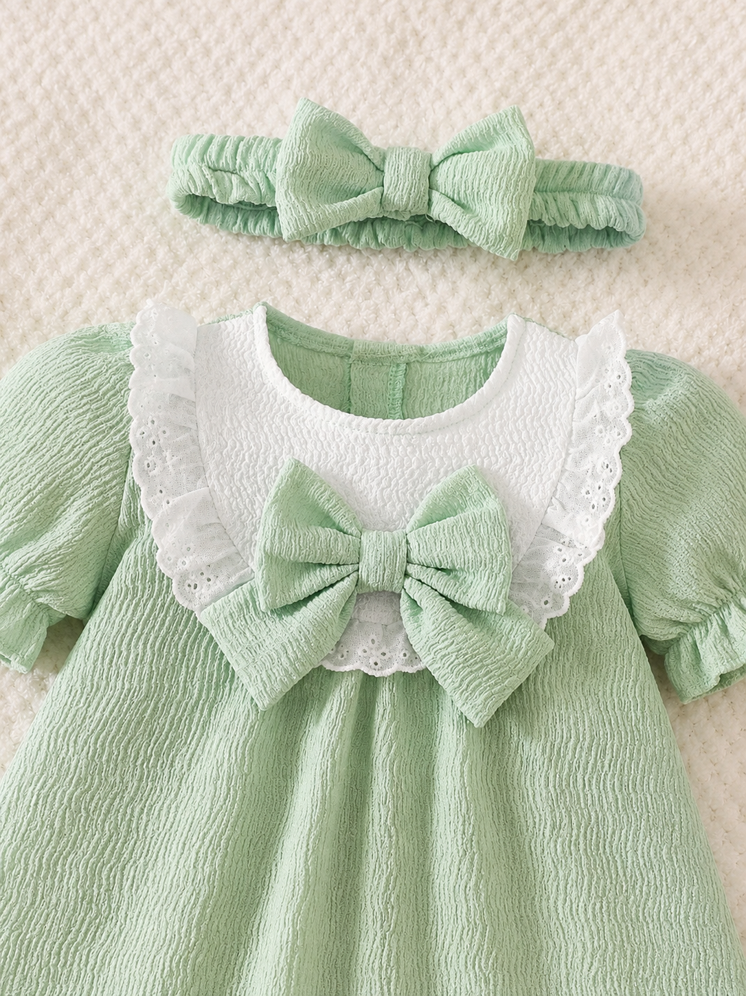 Newborn Pink Bow Dress & Headband Set - Sweet Princess Style Outfit