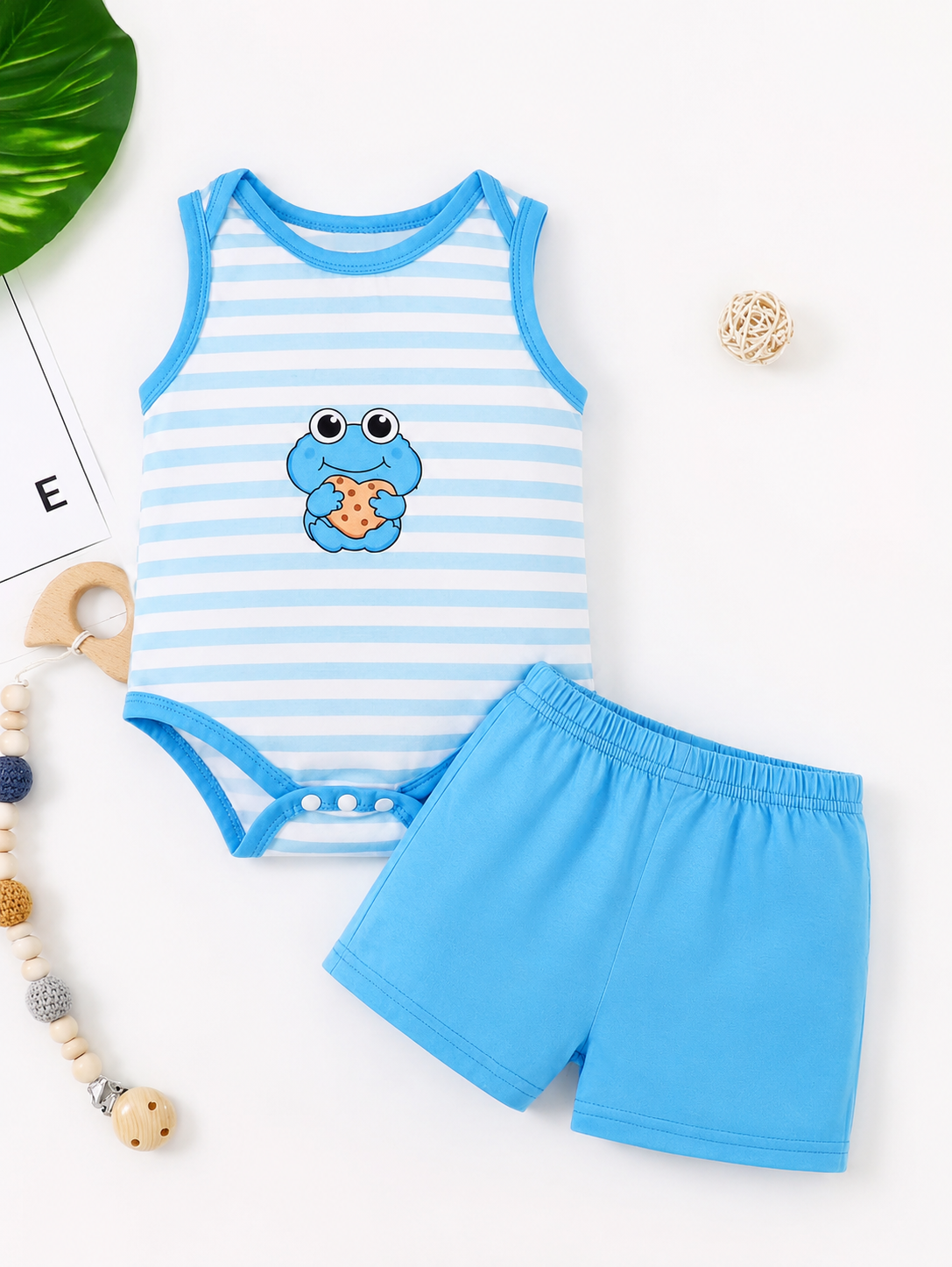 Baby Boy 2-Piece Stripe Printed Clothes Set - Casual Spring Summer Sun Outfit