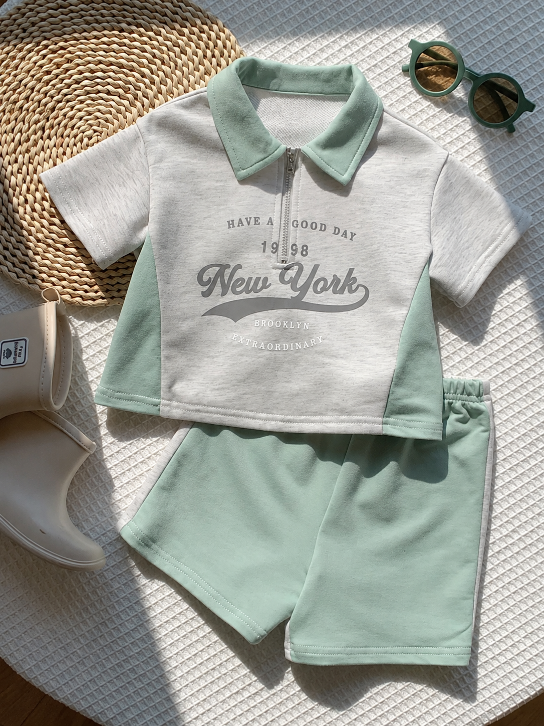 Infant Boys' Green Polo and Shorts Set for Special Occasions