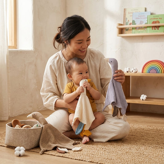 Cotton Swan Baby Soothe Towel - Cartoon Sleeping Doll & Comforter Blanket - Soft Newborn Saliva Towel & Sleep Toy