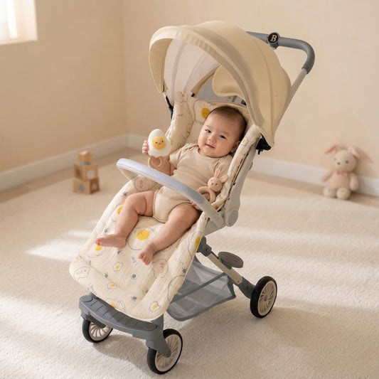 Cartoon Bear Baby Stroller Seat Cushion - Soft Cotton Newborn Car Seat Pad - Universal Infant Pushchair Mattress