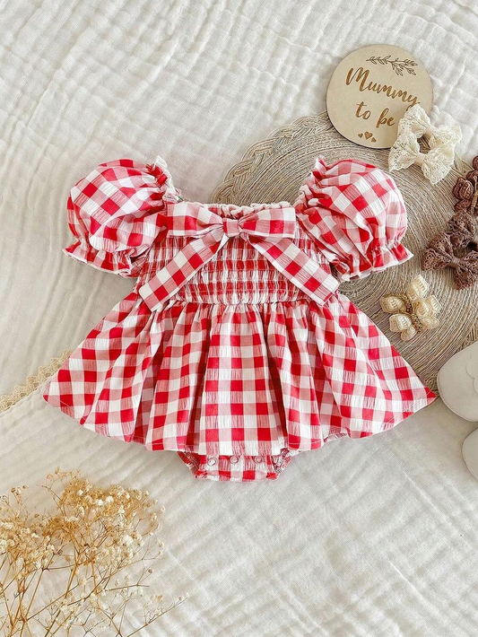Toddler Striped Rib-Knit Short Sleeve Bodysuit - Casual College Style Summer Vacation Romper