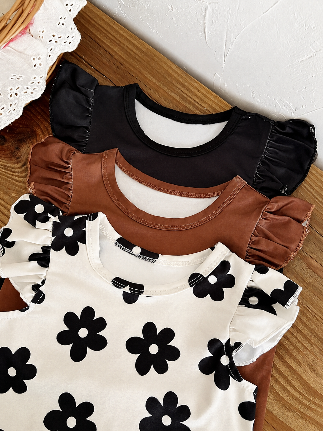 8-Piece Multi-Color Ribbed Short Sleeve Top and Shorts Set for Baby Girls