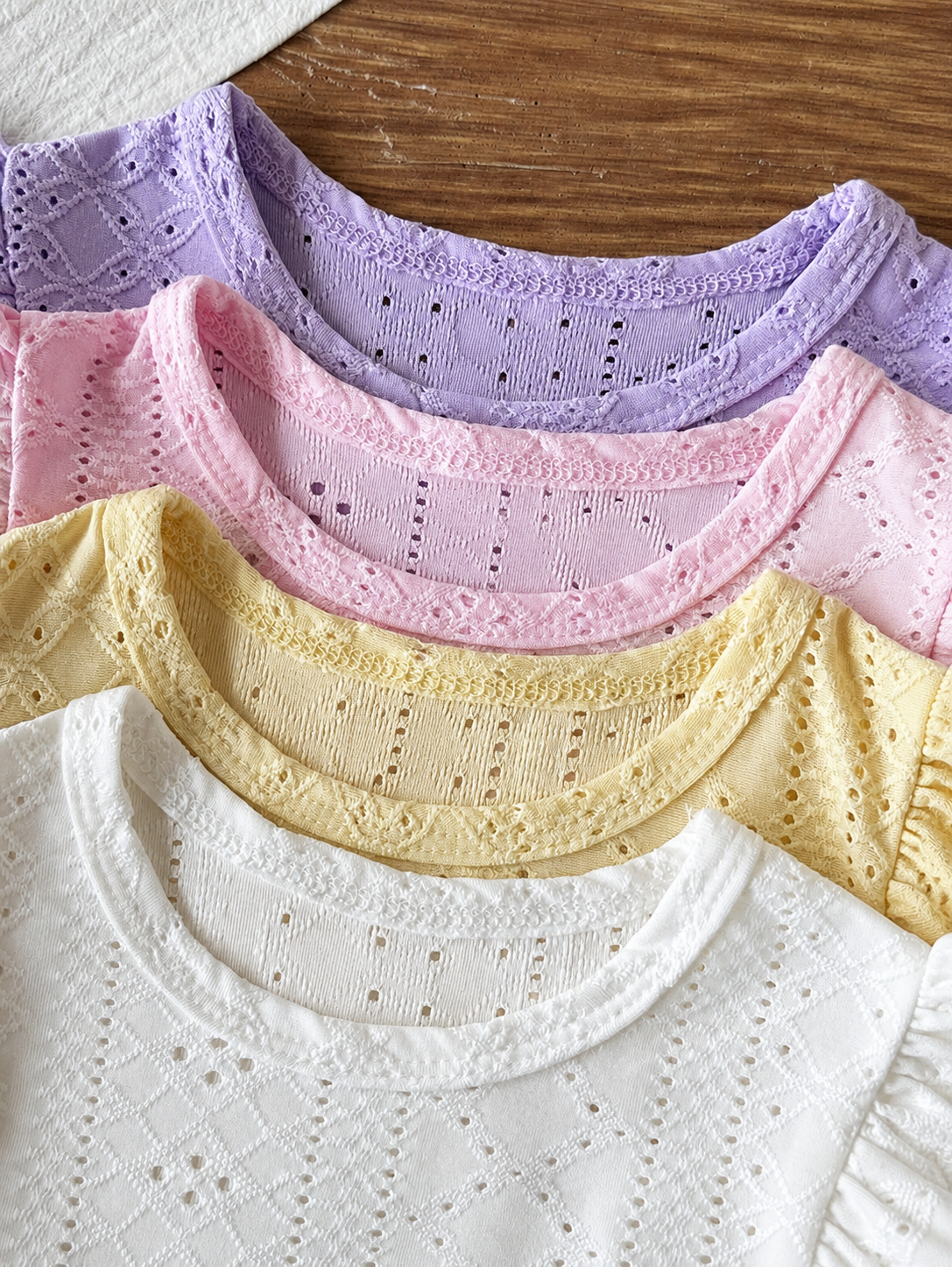 8-Piece Multi-Color Ribbed Short Sleeve Top and Shorts Set for Baby Girls
