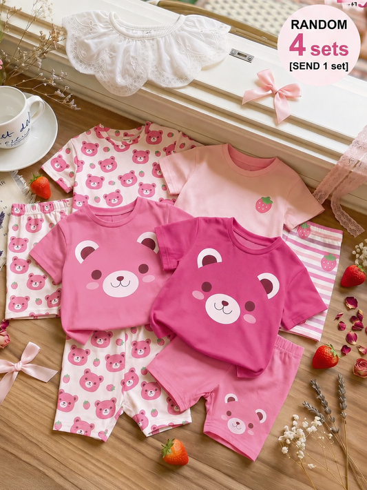 Baby Girl 2-Piece Summer Clothes Set: Striped Knitted Tee and Matching Shorts