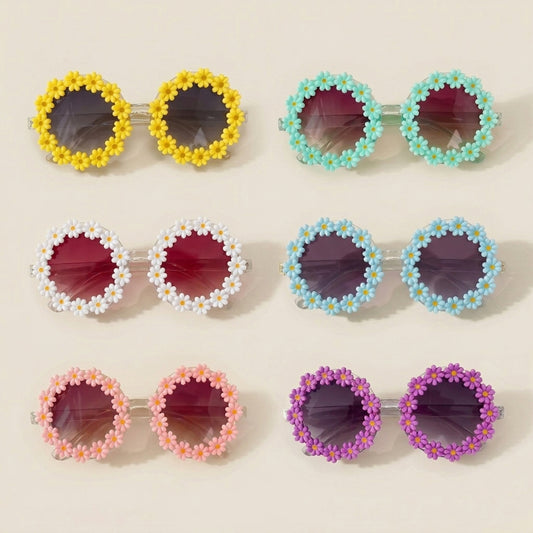 Kids Round Flower Sun Glasses - UV400 Safety Sport Shades - Cute Baby Outdoor Eyewear for Boys & Girls