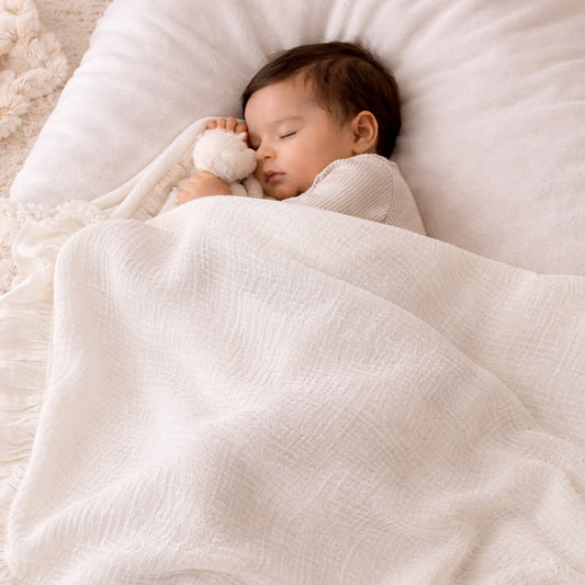 Custom Name Ruffled Edge Baby Blanket - Personalized Cotton Bedding - Multi-functional Swaddle & Bath Towel