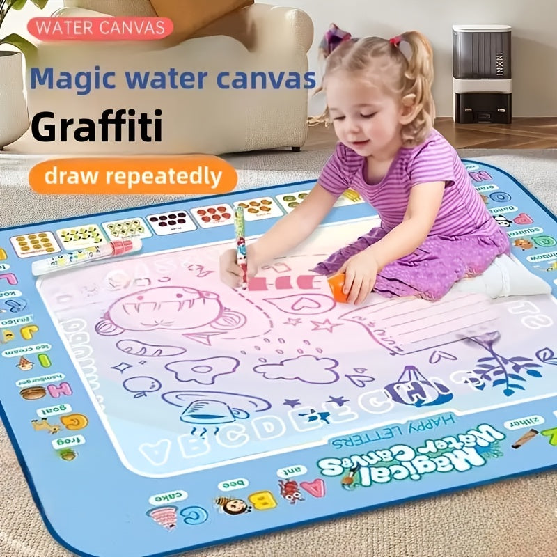 Reusable Water Doodle Mat for Kids, Mess-Free Drawing Mat with Water Pen, Portable Magic Painting Toy