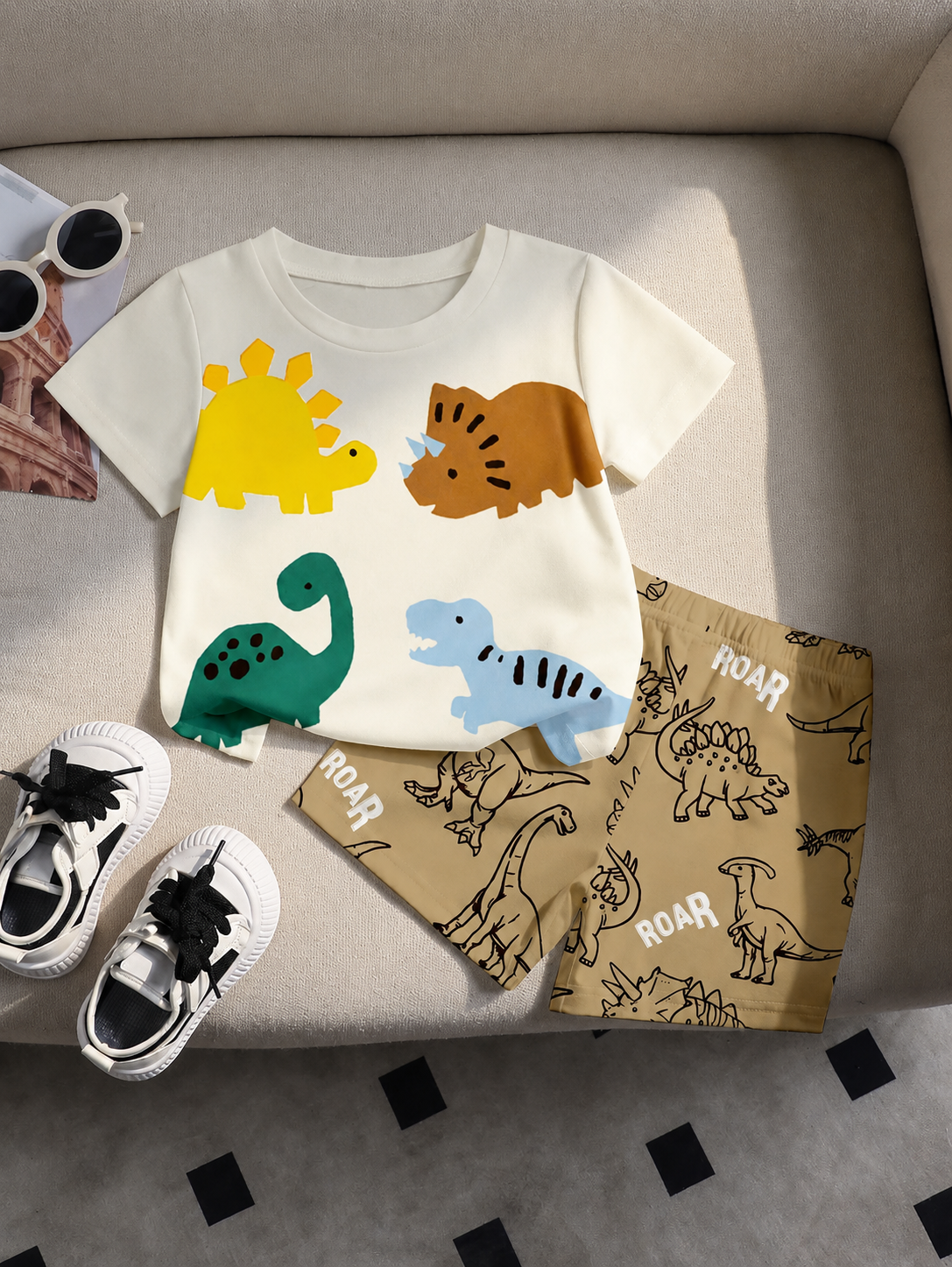 Cute Yellow GraphicGems Baby Boy Letter Print T-Shirt & Shorts Set