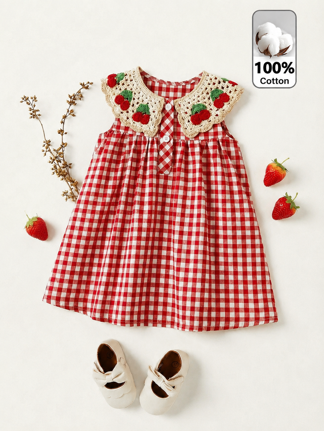 Ruffle Collar Floral Print Sleeveless Dress for Baby Girls