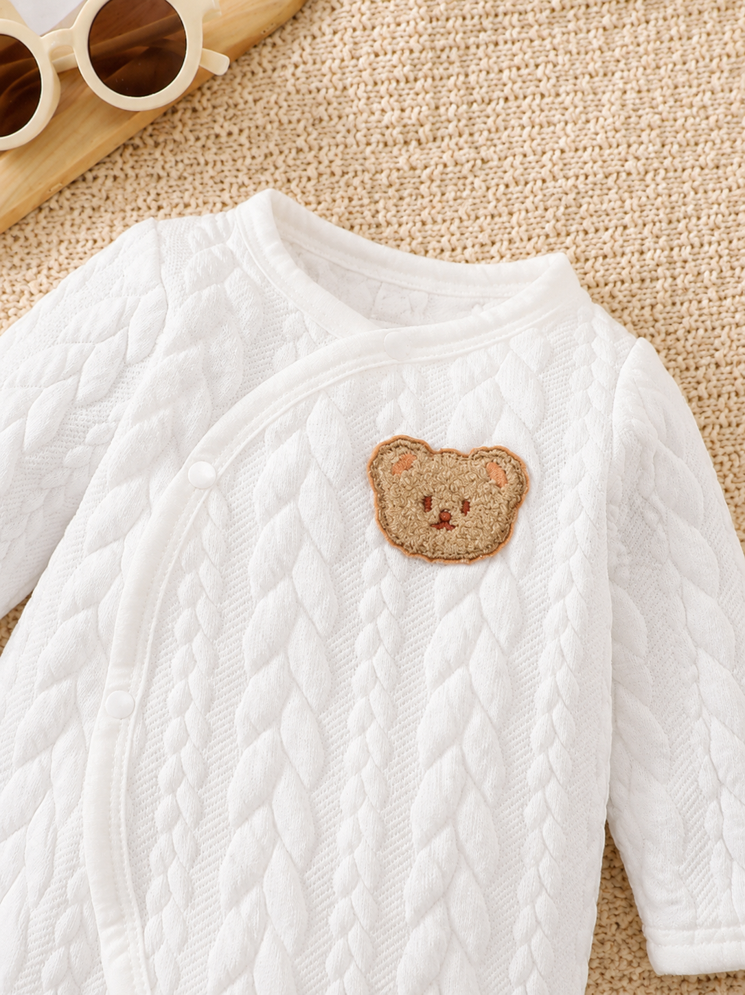 Baby Bear Print Casual Jumpsuit - Durable Fall Winter One-Piece for Infants