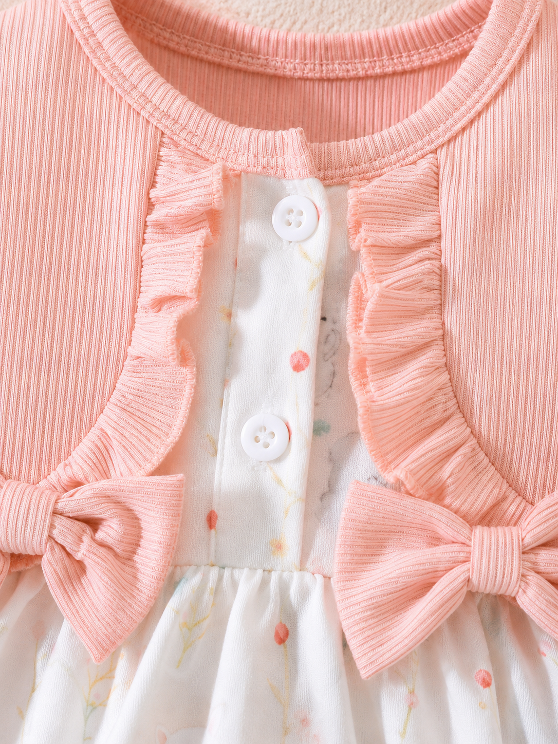 Baby Girl Floral Patchwork Dress & Headband Set - Sweet Pink Autumn Outfit