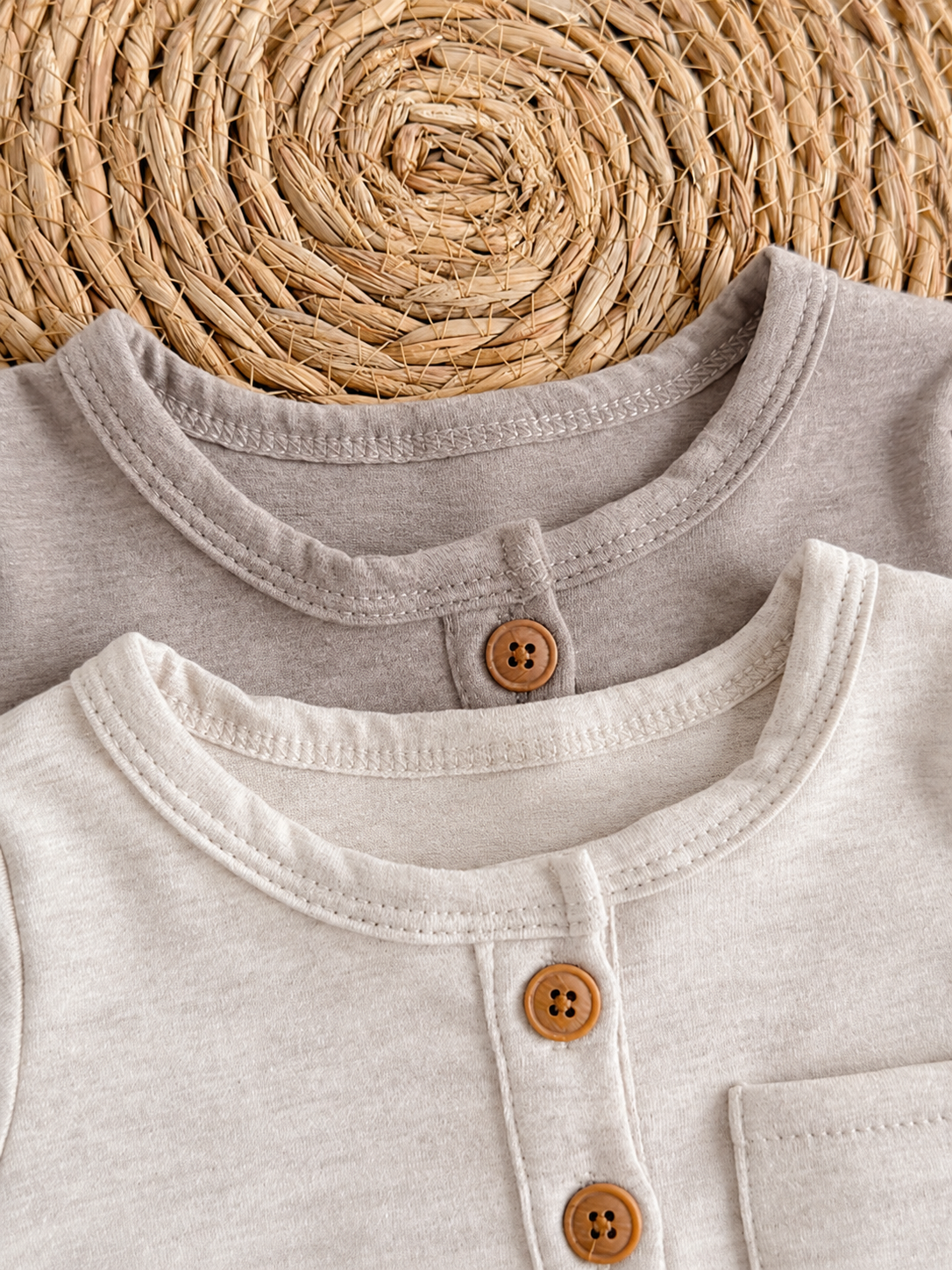 Unisex Baby 2pcs Solid Color Romper Set - Neutral Shortall for Boys and Girls