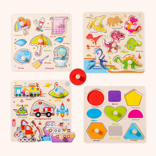 Baby Wooden Puzzles - Alphabet & Number Cognition Learning Board - Early Educational Hand Grab Toys for Toddlers 1-3 Years