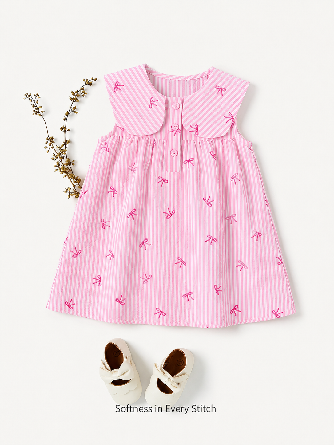 Ruffle Collar Floral Print Sleeveless Dress for Baby Girls