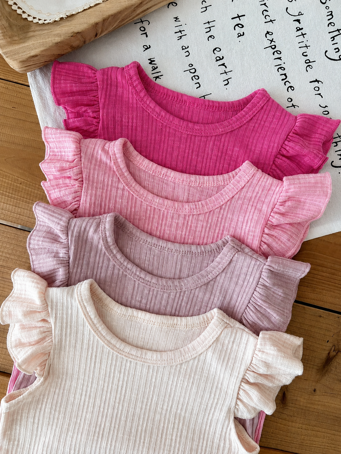 8-Piece Multi-Color Ribbed Short Sleeve Top and Shorts Set for Baby Girls