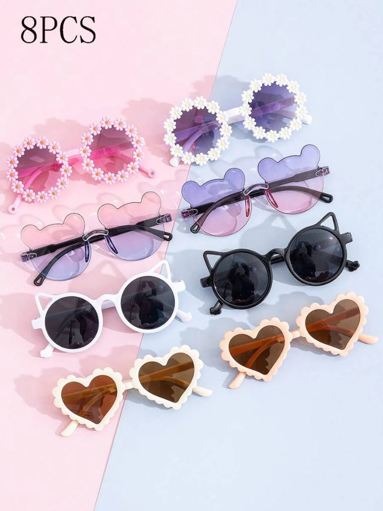 1-8Pcs Square Fashion Glasses Set – Stylish Retro Eyeglasses with Box, Trendy Vintage Design Back to School Gift for Children