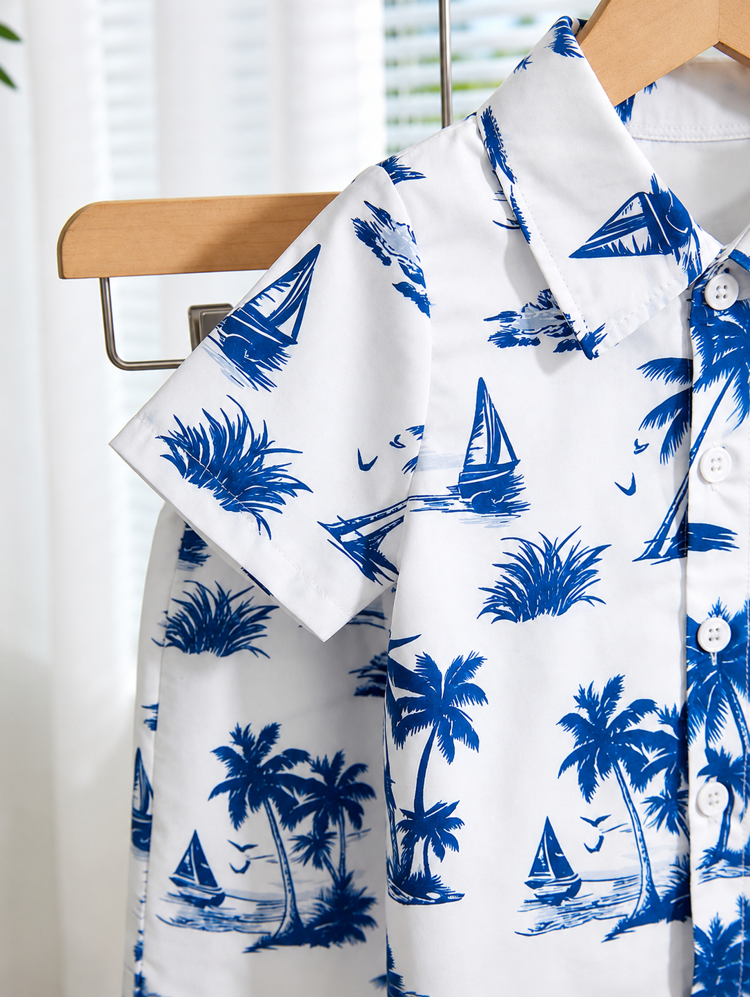 2pcs/Set Baby Boy Tropical Plant Pattern Vacation Outfit (6M-3T)
