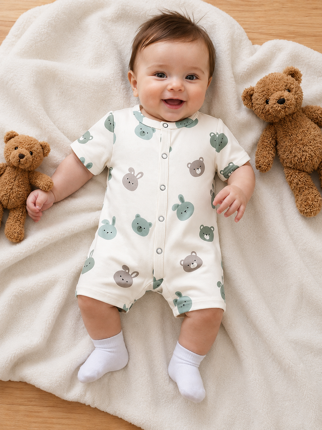 Infant Soft Knit Cartoon Romper - Adorable One-Piece Summer Outfit