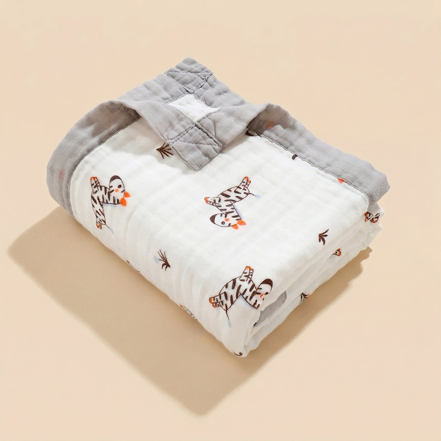 Soft 6-Layer Cotton Baby Blanket - High Absorbency Cartoon Bath Towel - Multi-functional Gauze Swaddle for Infants