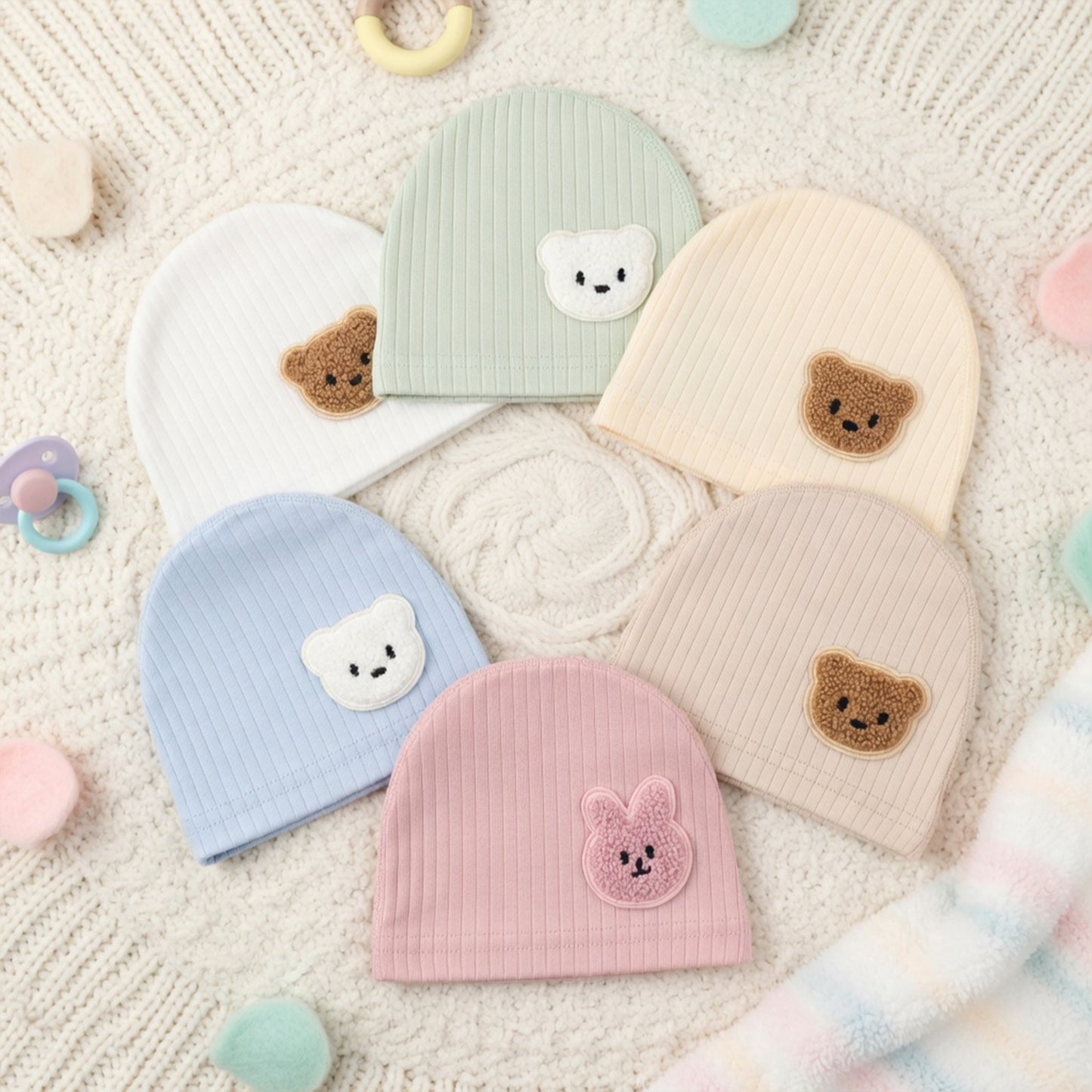 Newborn 95% Cotton Turban Hat - Safe Fetal Hospital Cap - Soft Spring Autumn Beanie for Baby Boys & Girls 0-6M