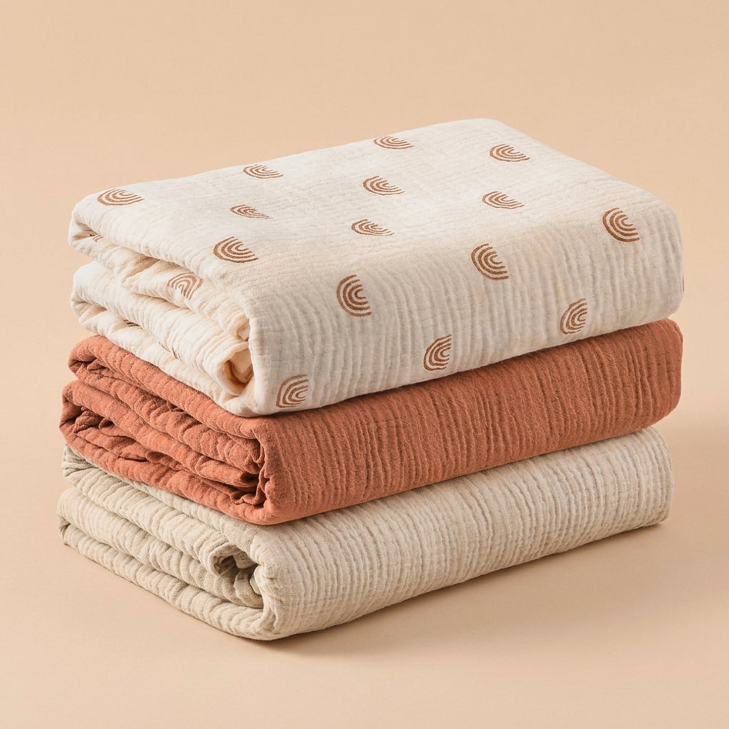 3-Piece Soft Muslin Baby Swaddle Blankets - 100% Breathable Cotton Receiving Blankets - Multi-functional Newborn Wrap Set