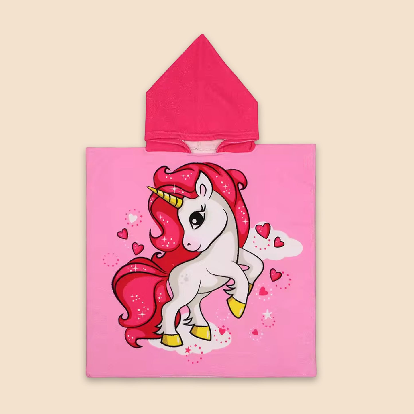 Cartoon Kids Hooded Cape Towel - Quick-Dry Beach & Bathrobe - Fun Unicorn Shark Dinosaur Print for Children
