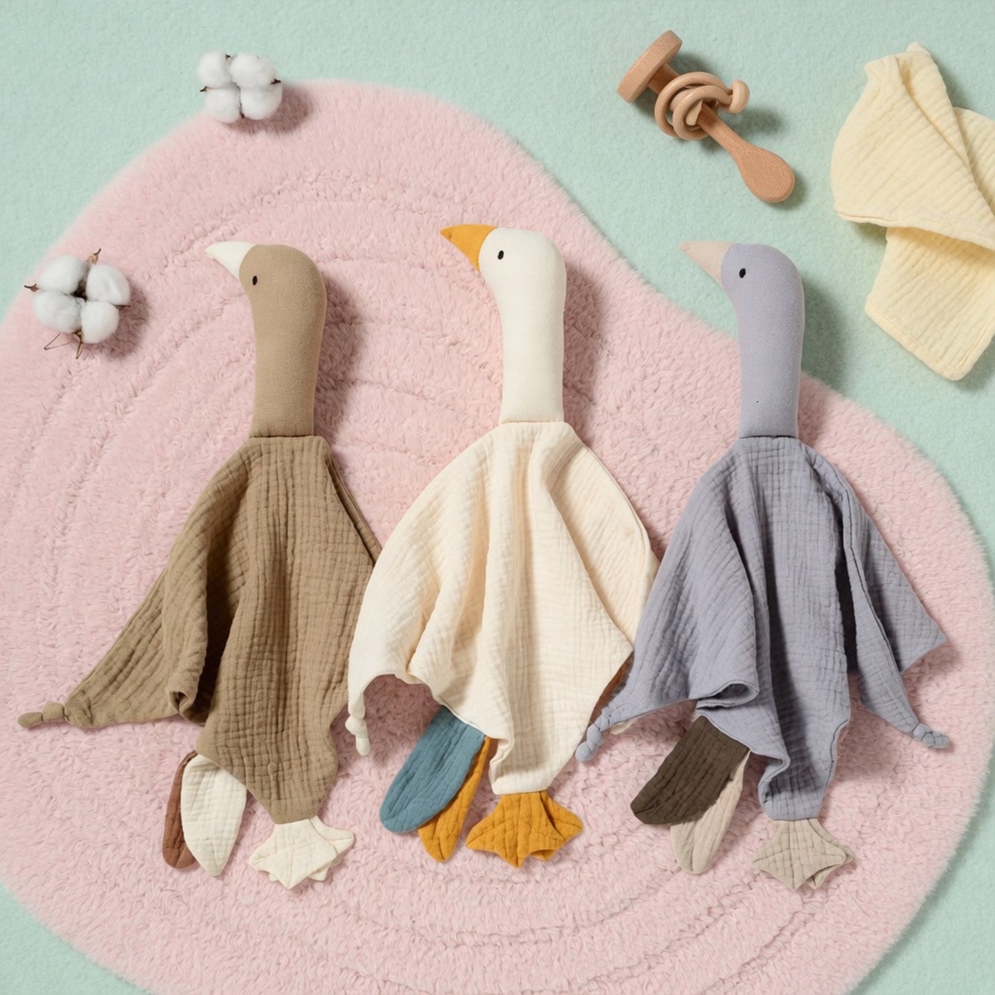 Cotton Swan Baby Soothe Towel - Cartoon Sleeping Doll & Comforter Blanket - Soft Newborn Saliva Towel & Sleep Toy