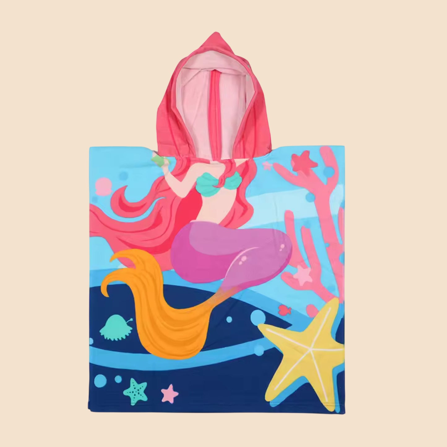 Cartoon Kids Hooded Cape Towel - Quick-Dry Beach & Bathrobe - Fun Unicorn Shark Dinosaur Print for Children