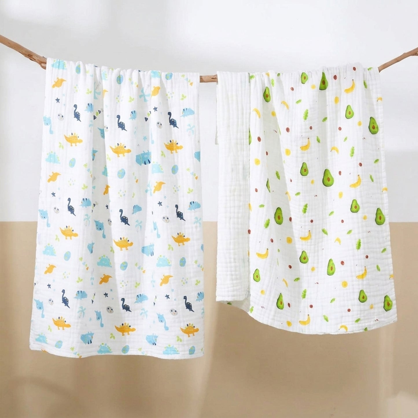 Cotton Muslin Baby Swaddle Blanket - Breathable Printed Newborn Wrap - Soft Multi-use Bath Towel for Infants