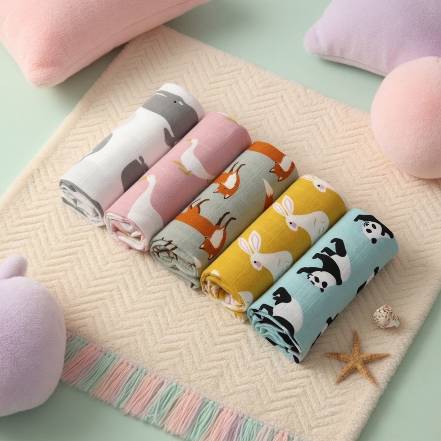 Muslin Cotton Baby Towel - Multi-use Newborn Swaddle & Bath Scarf - Soft Feeding Face Washcloth