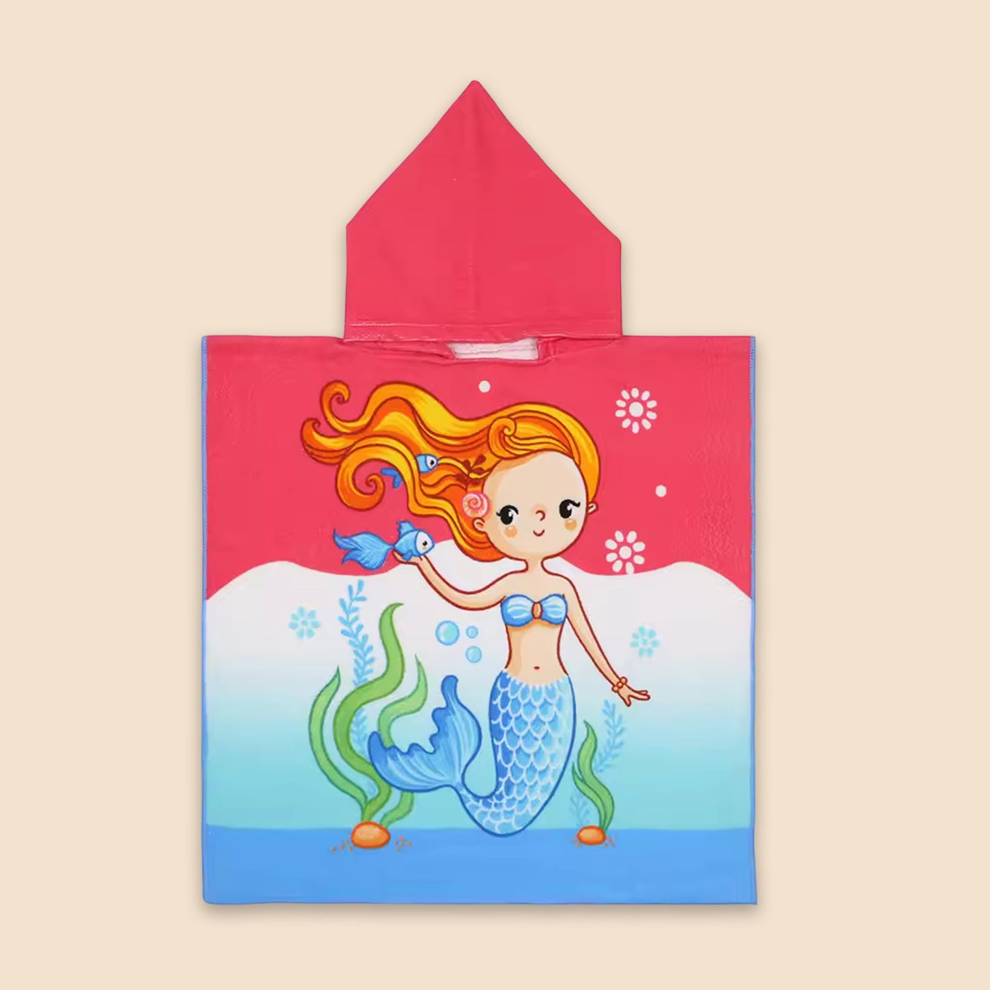 Cartoon Kids Hooded Cape Towel - Quick-Dry Beach & Bathrobe - Fun Unicorn Shark Dinosaur Print for Children