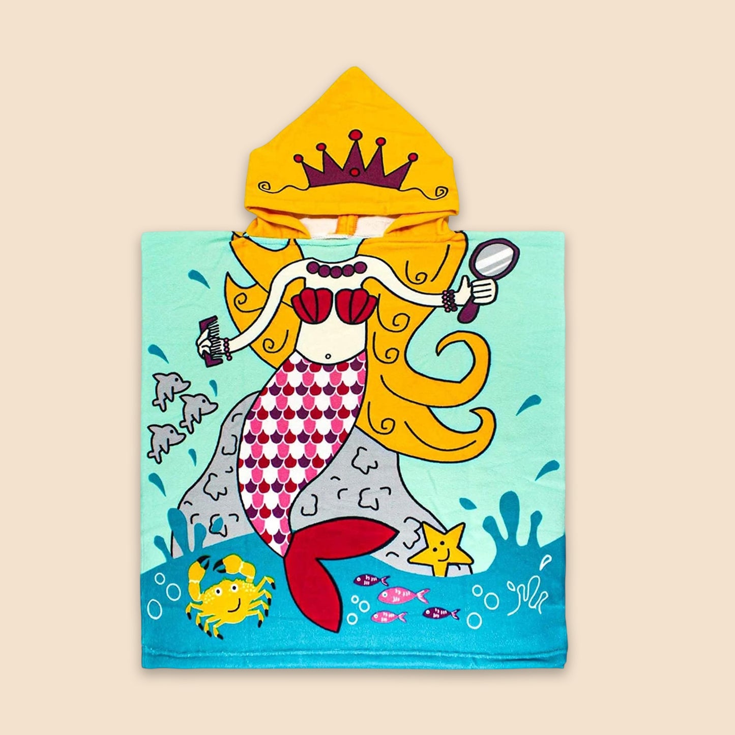 Cartoon Kids Hooded Cape Towel - Quick-Dry Beach & Bathrobe - Fun Unicorn Shark Dinosaur Print for Children