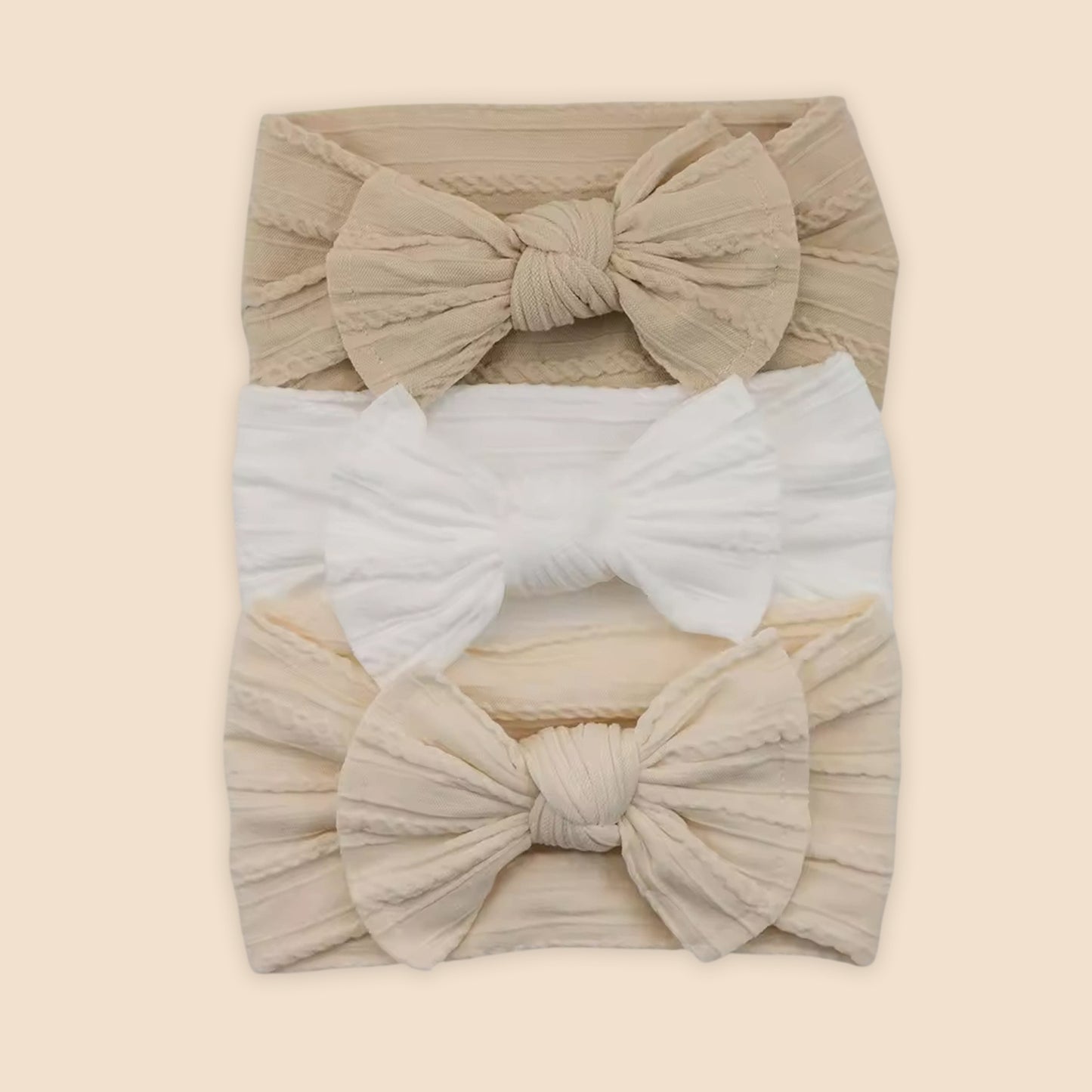 3-Piece Baby Girl Headband Set - Soft Elastic Bow Hair Bands - Newborn Turban & Hair Accessories Gift Pack