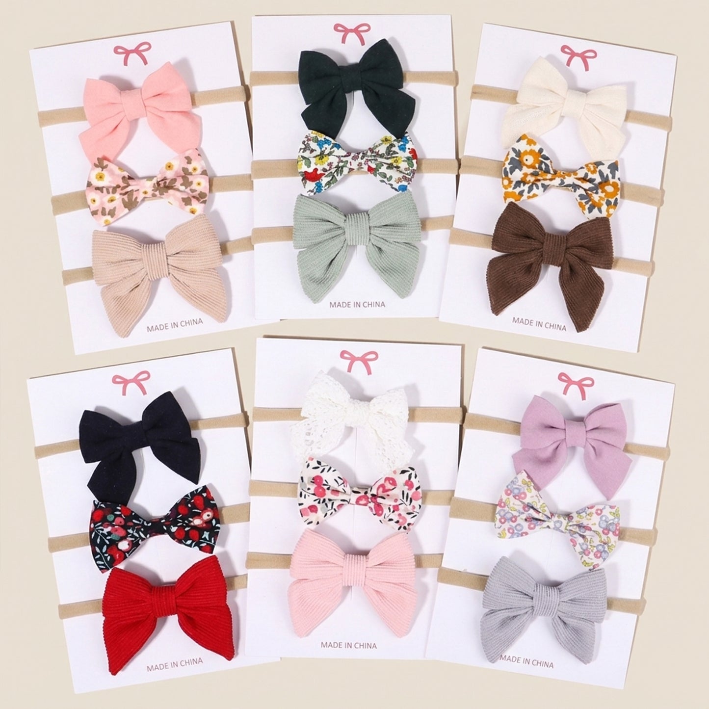 4-5Pcs/Set Baby Bow Headbands - Cotton Linen & Lace Fabric - Leopard Print Newborn Hair Accessories for Girls