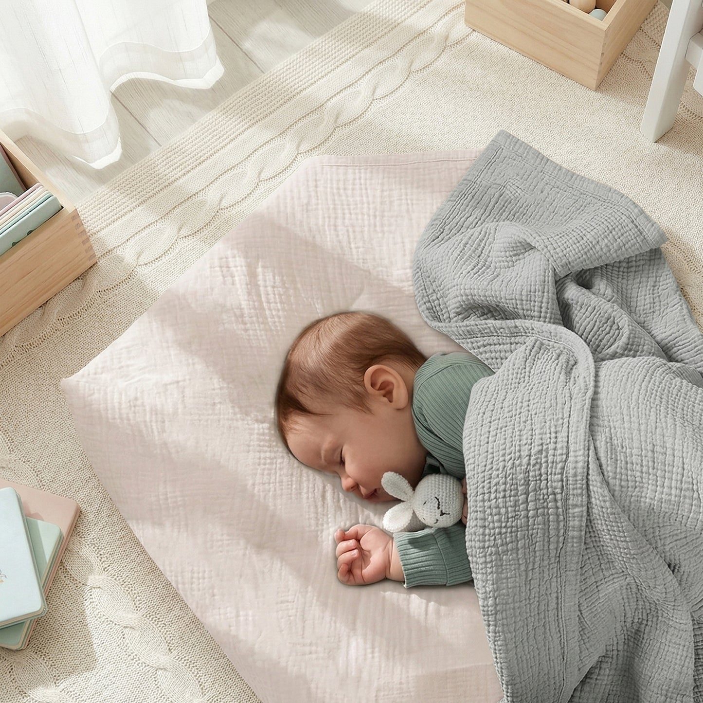 3-Piece Soft Muslin Baby Swaddle Blankets - 100% Breathable Cotton Receiving Blankets - Multi-functional Newborn Wrap Set