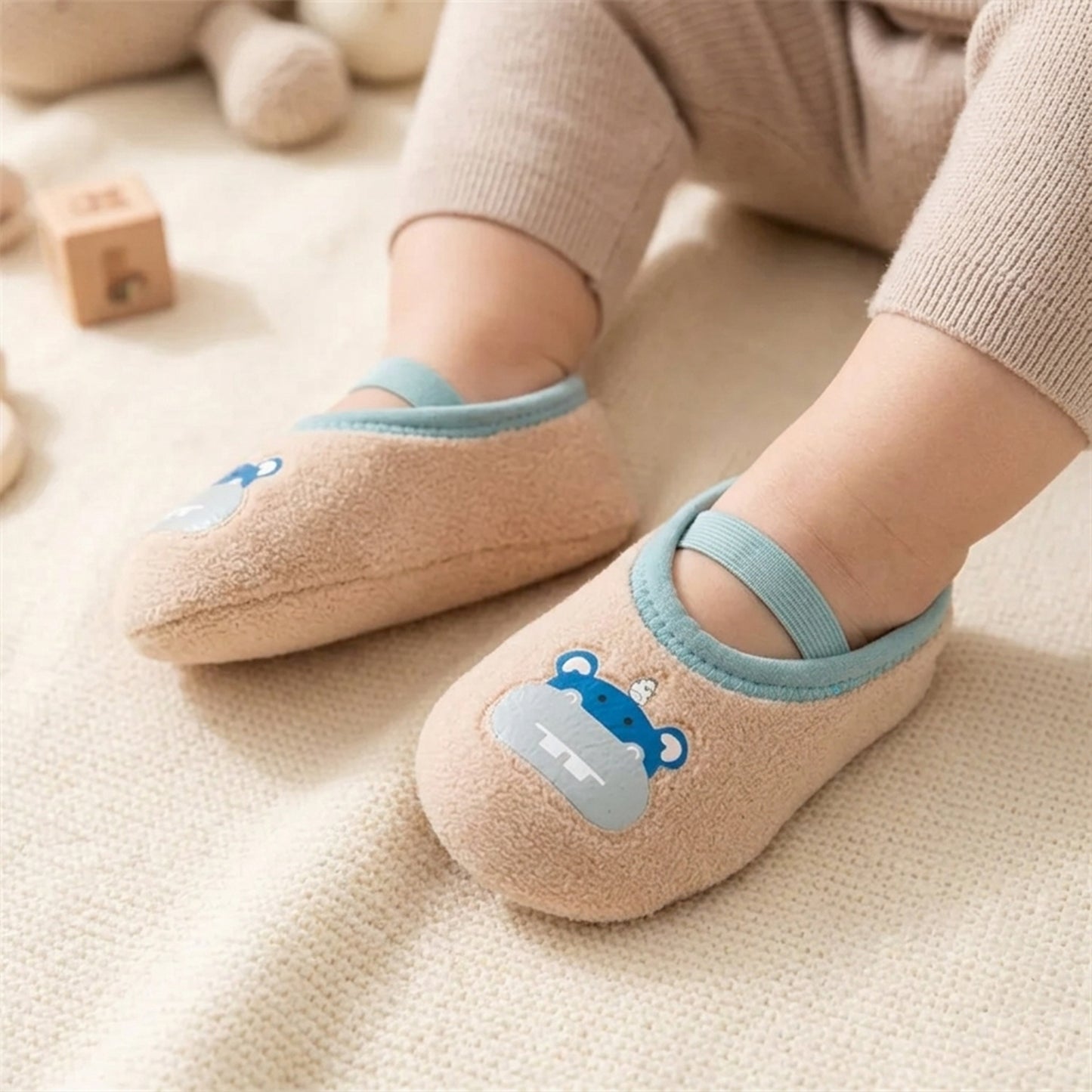 Anti-Slip Cartoon Baby First Walkers - Winter Warm Indoor & Outdoor Floor Shoes with Durable Rubber Soles
