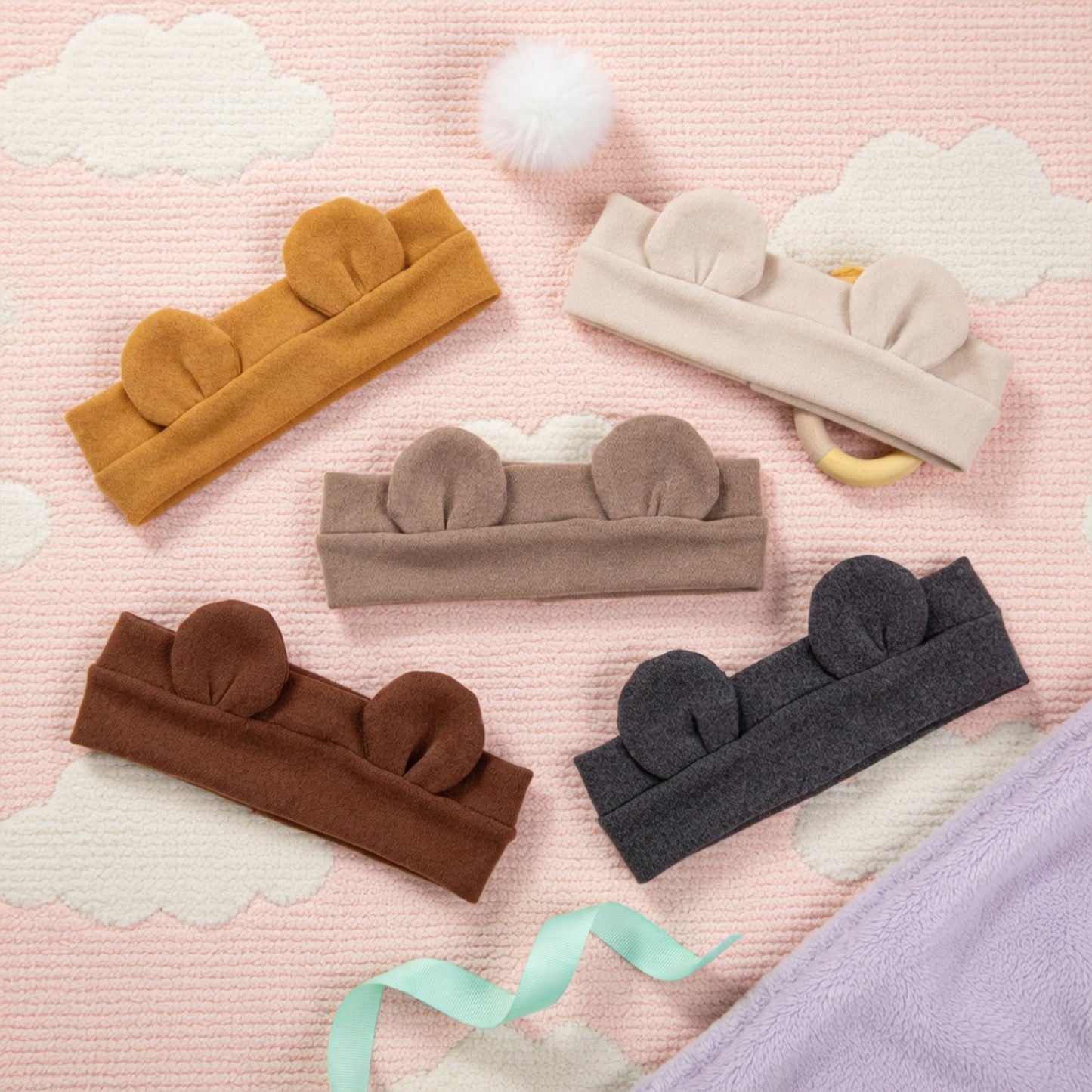Cute Bear Ear Baby Headband - Soft Elastic Korean Turban - Newborn Infant Fall Winter Headwear for Boys & Girls