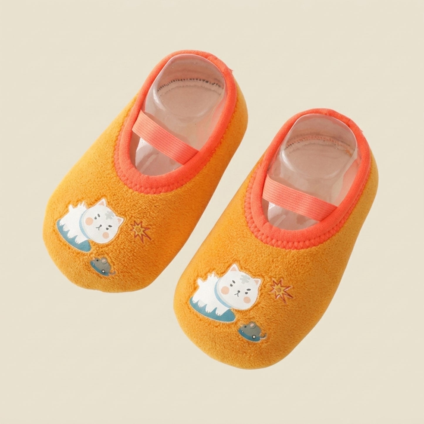 Anti-Slip Cartoon Baby First Walkers - Winter Warm Indoor & Outdoor Floor Shoes with Durable Rubber Soles