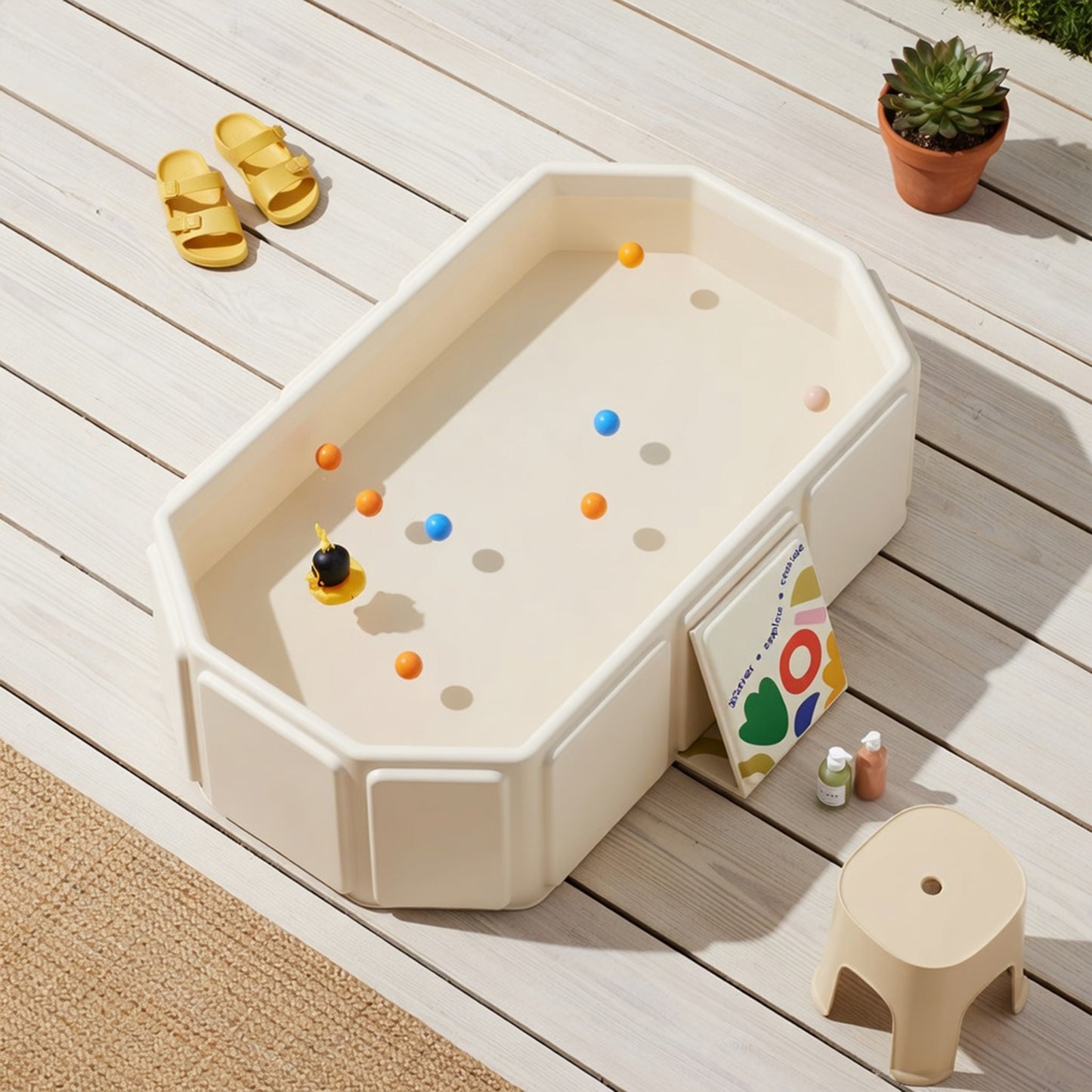 1PC Portable Baby Folding Bathtub - Travel-Friendly Thickened Bath Basin - Green & White Compact Children's Tub