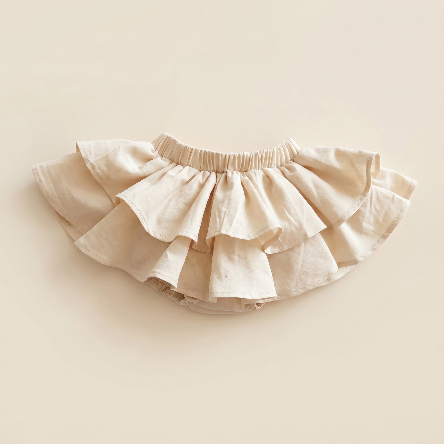 Double Layer Ruffle Lace Baby Skirt - Cotton Linen Toddler Pettiskirt - Casual and Wedding Clothing