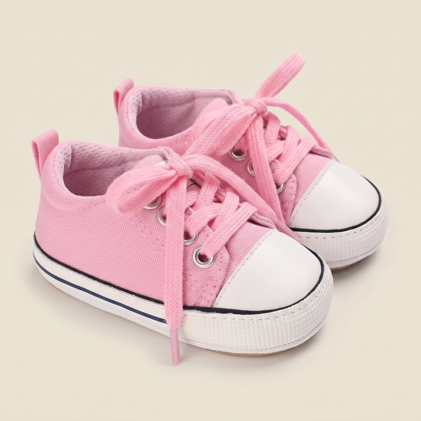 Canvas Baby Basketball Sneakers - Non-Slip Rubber Sole First Walkers (0-18M)