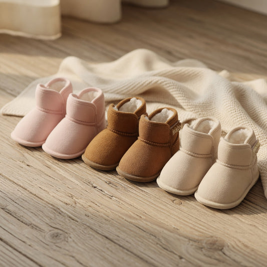 Infant Warm Fleece Snow Boots – Anti-Skid Soft Bottom Walking Shoes for Boys & Girls