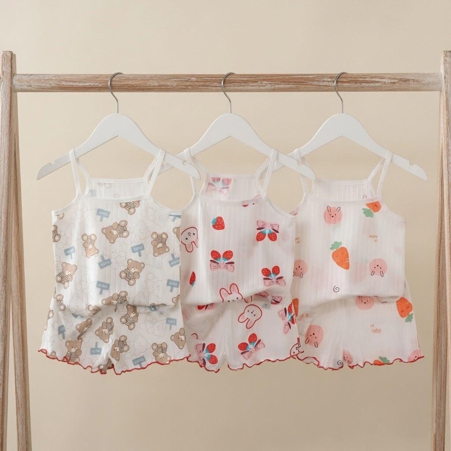 Baby Girl Sleeveless Summer Outfit - 100% Cotton Thin Vest & Shorts Set - Breathable Loungewear for Kids