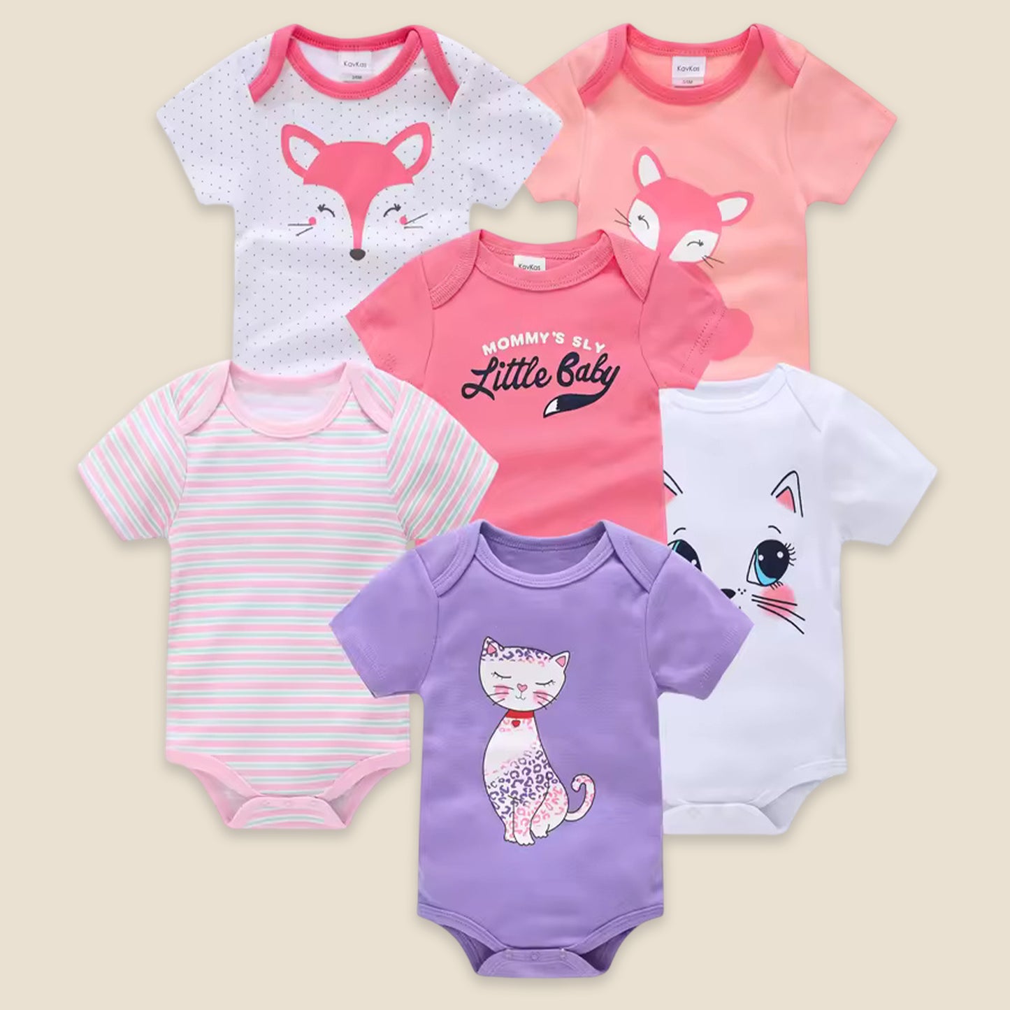 3/6 Pcs Baby Bodysuit Set - 100% Cotton Short Sleeve Rompers - Unisex Newborn Clothes 0-12 Months