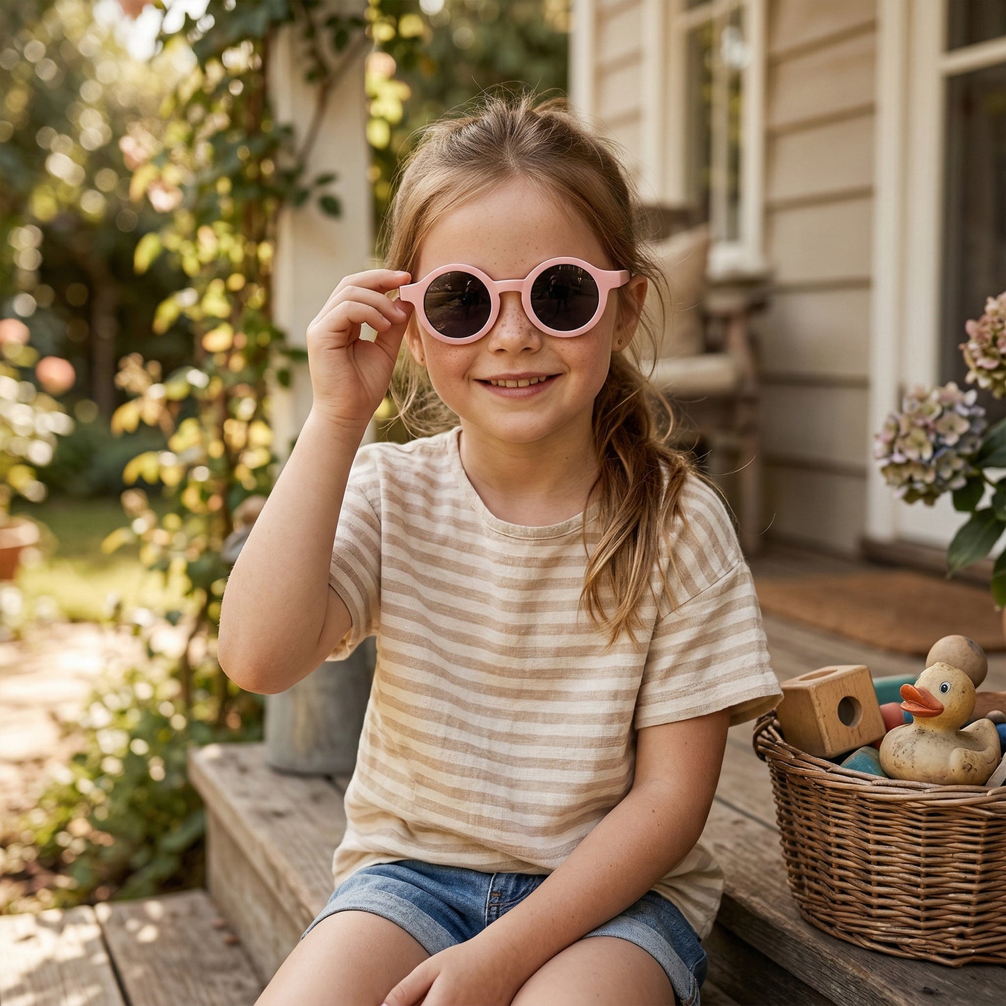 Foldable Kids Sunglasses - Portable Round Sun Glasses for Boys & Girls - Cute Baby Shades & Street Beat Eyewear